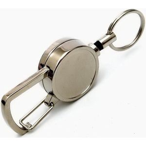 *** Sleutelhanger met koord - Karabijn Haak uittrekbaar - Metaal Zilver - van Heble® ***