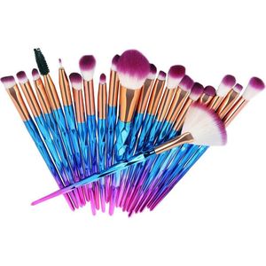 ***Diamond Make Up Kwastenset - 20 delig - Make Up Brush - Make Up Penselenset - Oogschaduw - Kwasten - Eenhoorn - Blauw/Paars - van Heble®***