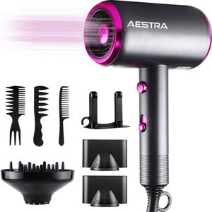 Föhn met Diffuser - Aestra - 1800W - Föhnborstel - Haardroger - 3 Opzetstukken - Ionische Functie - Platinum