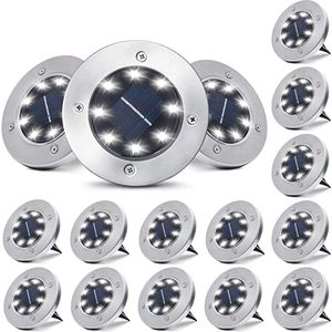 16 Stuks - Solar Led Zonne-Energie - Grondspot - Buitenlamp - Tuinverlichting - RVS