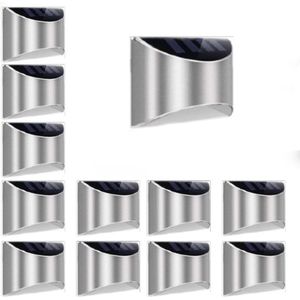 12 Stuks Solar Led Zonne-Energie Wandlamp Buitenlamp Tuinverlichting RVS
