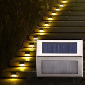2 Stuks - Solar Led Zonne-Energie - Wandlamp - Buitenlamp - Tuinverlichting - RVS