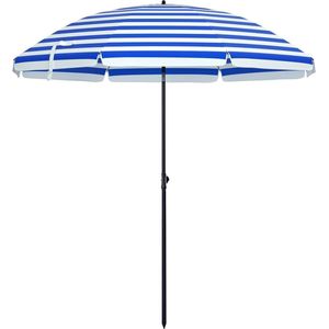 Stok Parasol - 160 cm Diameter - ronde / achthoekige tuinparasol van polyester - Blauw