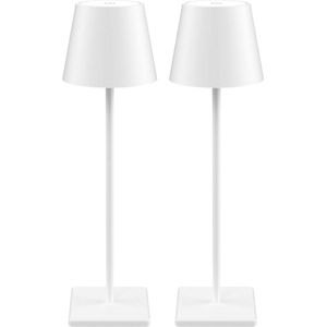 2 Stuks - Oplaadbare Tafellamp - Dimbaar - Aluminium - Bureaulamp - Waterdicht - 38CM - Wit