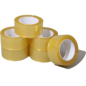 6 Stuks - Tape - Verpakkingstape - Transparant - 66M - 48MM - Low Noise - Plakband - Dozentape
