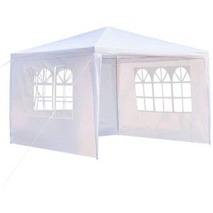Partytent - Paviljoen - 3x3m - met zijwanden - 3 Zijdes - Waterdicht – Universeel Bruikbaar - Wit