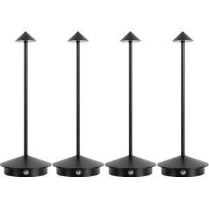 4 Stuks - Tafellamp – Oplaadbaar - Zwart – Dimbaar – 29CM – Aluminium – Bureaulamp – Tafellamp Slaapkamer