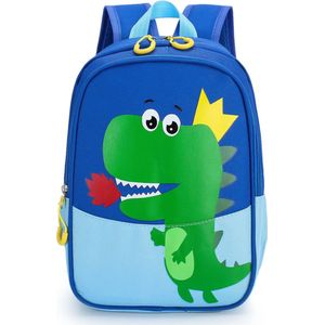 LIXIN Kinder Rugzak - Blauw - Dinosaurus - Rugzak voor jongens en meisjes - Canvas - Linnen - Grote capaciteit - Schooltas - School - Terug naar school - Back to school - Kinderrugzak - Leuk rugzak - Gift - Cadeau