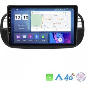 Wireless CarPlay Wired Android Auto 8core Fiat 500 2007-2015 Android 11 Navigatie en Multimediasysteem WiFi Bluetooth USB 2+32GB 4G zwart
