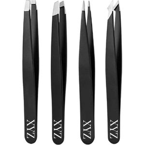 XYZ Goods Pincet Epileer Set - Tweezers - 4 Delig - Inclusief Lederen Hoes - Zwart