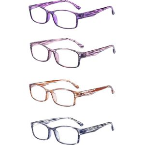 XYZ Eyewear Set van 4 Leesbrillen +3.00 - Dames - Heren - Leesbrillen - Trendy - Lees bril - Leesbril met sterkte - Voordeel - Dierenprint - Met sterkte +3.00