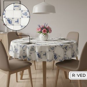 Home Direct Tafelkleed van pvc, rond, 160 cm, sterren, beige