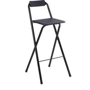 Alora inklapbare barkruk - barkrukken met rugleuning - opklapbaar - Opvouwbare barkruk buiten - zwart - outdoor - barstoel - klapstoel - inklapbaar - met voetsteun - camping