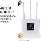 Draadloze 4G Router - Wit - 3 Ingebouwde Antennes - Snelle Verbinding