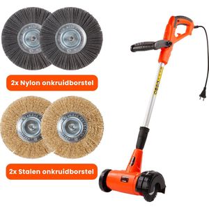 Elektrische onkruidborstel 400W - Inclusief 4 borstels - 11cm diameter - Voegenreiniger - Stalen en Nylon borstel - Voegenborstel - Onkruidverwijderaar - Set van 4 borstels - Onkruidverdelger - Voegborstel