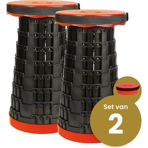 Opvouwbare kruk extra strong rood per 2 - telescopische kruk - 250 kg - inklapbare kruk - draagbaar - kampeerstoel - opstapkrukje