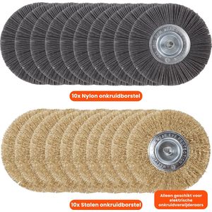 Universele Borstels - Set van 10 - Staal en Nylon - Voor Elektrische Onkruidborstels