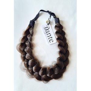 Dante Braid Messy - Vlecht haarband met aanpasbare strap voor kinderen en volwassenen - kleur: 2 Dark Brown