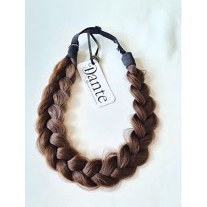 Dante Braid Messy - Vlecht haarband met aanpasbare strap voor kinderen en volwassenen - kleur: 4 Medium Reddish Brown