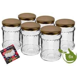 Weckpotten - Glazenpotten ketting motief 500 ml inclusief deksel (goud) verpakt per 6 stuks