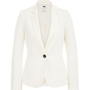 WE Fashion - Dames Blazer - Wit - Getailleerd - Jersey met Stretch