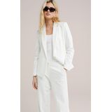 WE Fashion - Dames Blazer - Wit - Getailleerd - Jersey met Stretch