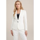 WE Fashion - Dames Blazer - Wit - Getailleerd - Jersey met Stretch