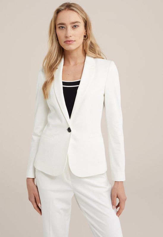WE Fashion - Dames Blazer - Wit - Getailleerd - Jersey met Stretch