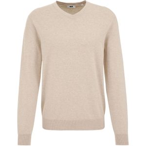 WE - Fundamentals - Gemêleerde Trui - Soft Beige - V-hals - Lange Mouwen