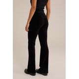 WE Fashion - Flared Legging - Zwart - Ribstof