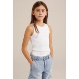 WE Fashion Ribgebreide Top Wit