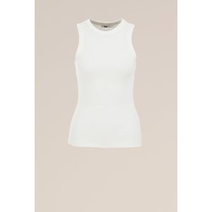 WE Fashion Ribgebreide Haltertop Wit