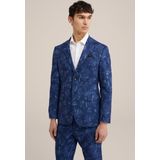 WE Fashion - Slim Fit Blazer - Dessin - Heren - Blauw - Katoen