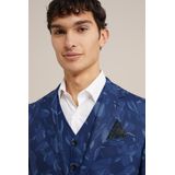 WE Fashion - Slim Fit Blazer - Dessin - Heren - Blauw - Katoen