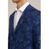 WE Fashion - Slim Fit Blazer - Dessin - Heren - Blauw - Katoen
