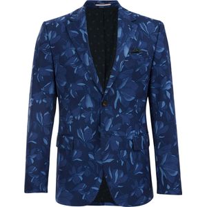 WE Fashion - Slim Fit Blazer - Dessin - Heren - Blauw - Katoen