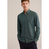 Fundamentals - Slim Fit Overhemd - Donkergroen - Piquéjersey