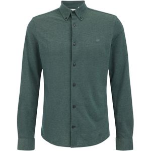 Fundamentals - Slim Fit Overhemd - Donkergroen - Piquéjersey