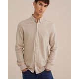 WE Fashion - Heren Tall Fit Overhemd - Beige - Piquéjersey