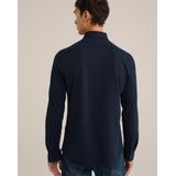 WE Fashion - Tall Fit Overhemd - Donkerblauw - Piquéjersey - Katoen