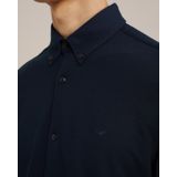 WE Fashion - Tall Fit Overhemd - Donkerblauw - Piquéjersey - Katoen