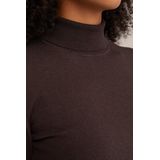 WE Fashion - Dames coltrui - Donkerbruin - Fijngebreid - Regular Fit - Katoen