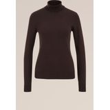 WE Fashion - Dames coltrui - Donkerbruin - Fijngebreid - Regular Fit - Katoen