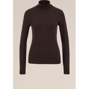 WE Fashion - Dames coltrui - Donkerbruin - Fijngebreid - Regular Fit