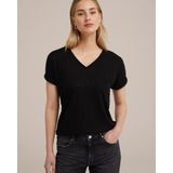 WE Fashion Dames top met opengewerkt dessin