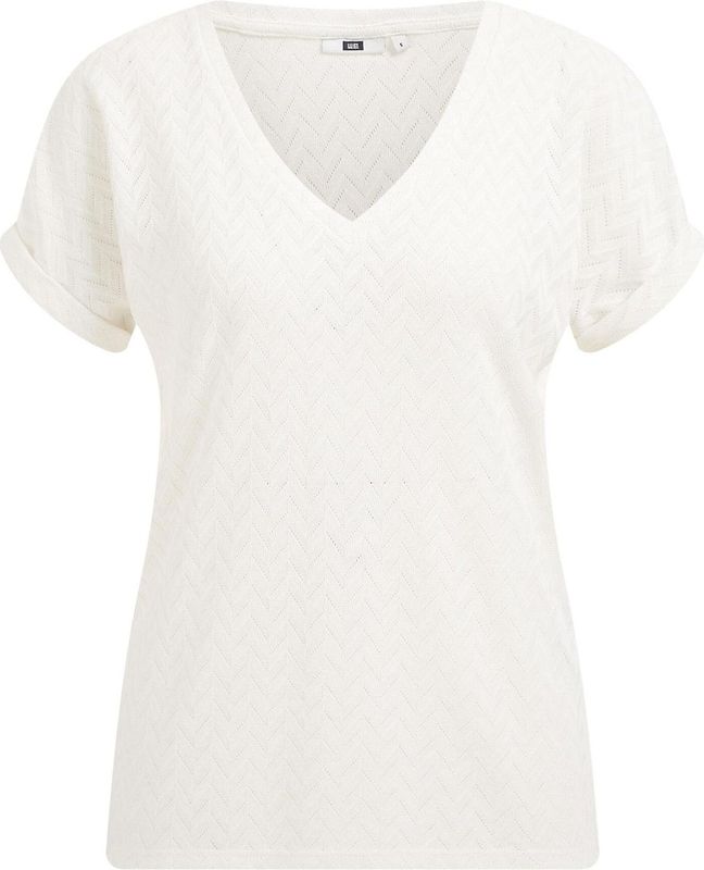 WE Fashion Dames top met opengewerkt dessin