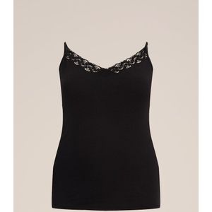 WE Fashion - Curve - Dames Singlet - Zwart - Katoen
