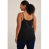 WE Fashion - Curve - Dames Singlet - Zwart - Katoen