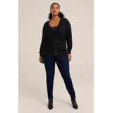 WE Fashion - Curve - Dames Singlet - Zwart - Katoen