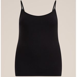 WE Fashion - Curve - Dames Singlet - Zwart - Katoen